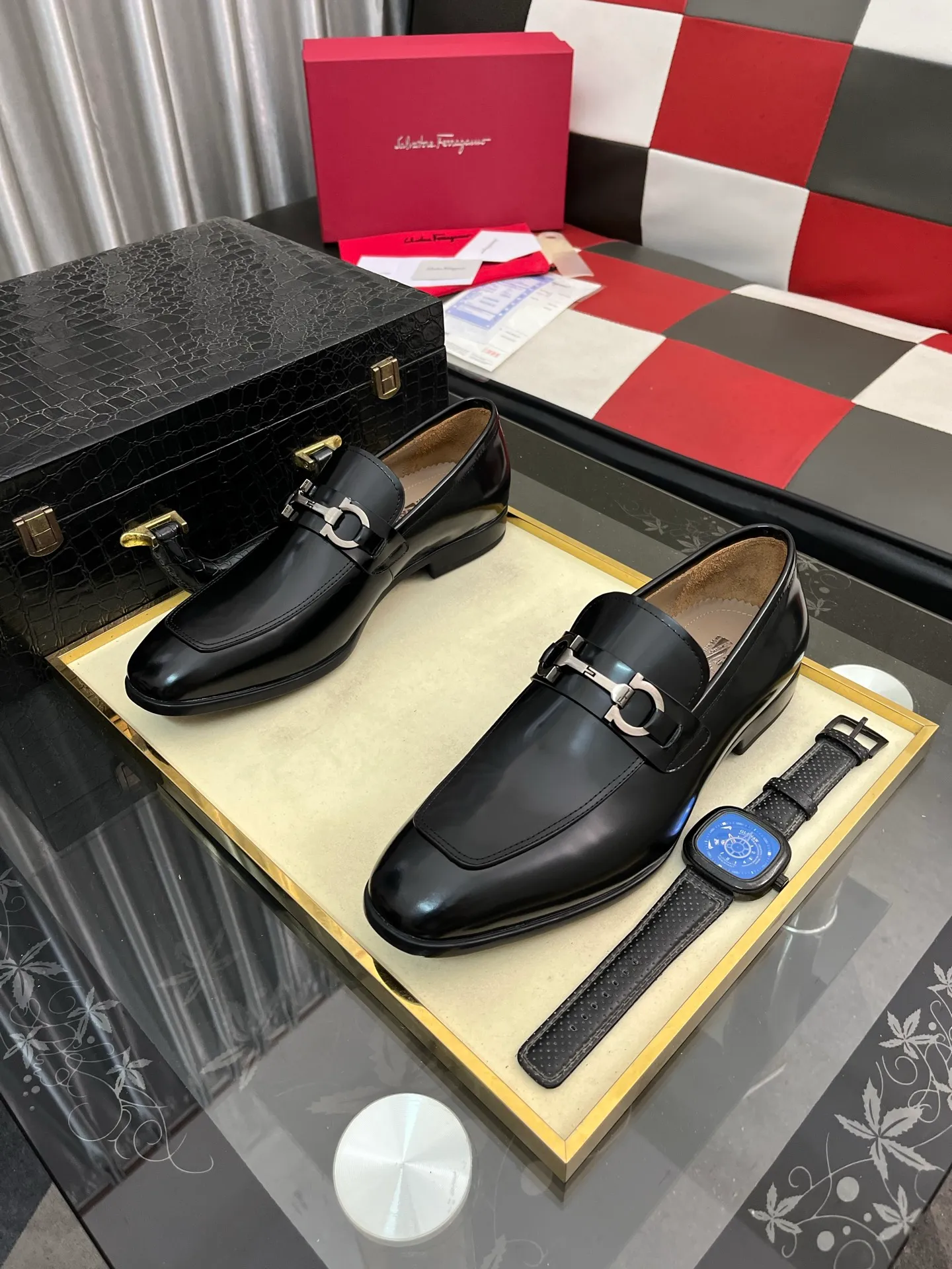 Men's shoes 💰600⌚️⌚️[Salvatore Ferragamo] Ferragamo business leather shoes, 1:1 top purchasing quality, imported selected original calfskin for the uppers, imported original soft water-dyed cowhide for the inner feet, imported original customized Italian handmade lightweight foam outsole, size: 39-44 5️⃣ options available